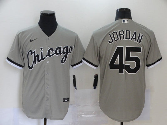 Men's Chicago White Sox Michael Jordan #45 Gray Replica Baseball Jersey1