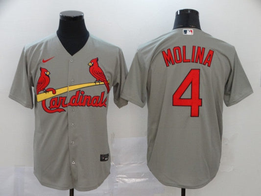 Men's St. Louis Cardinals Yadier Molina #4 Gray Replica Baseball Jersey1