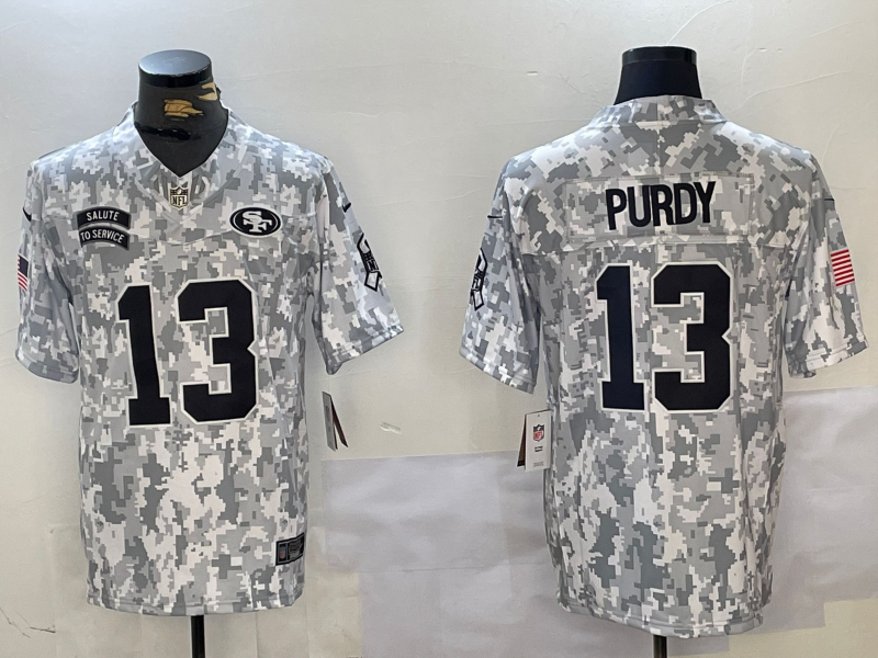 Men's San Francisco 49ers Brock Purdy #13 Arctic Camo 2024 Salute to Service Limited Jersey1