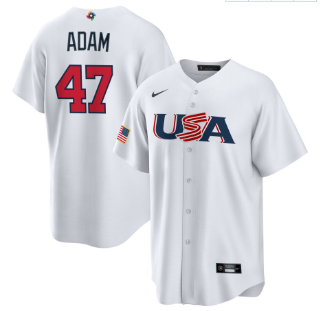 Men's 2023 World Baseball Classic #47 Jason Adam USA White jersey