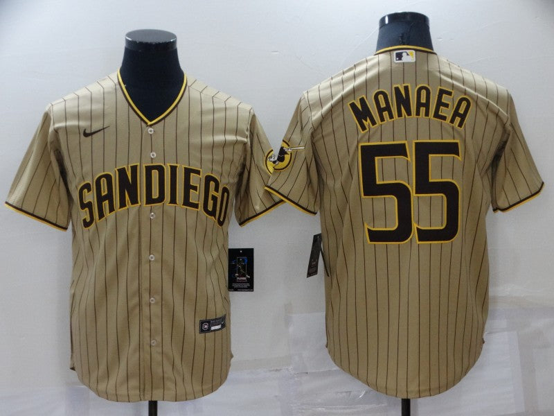 Men's San Diego Padres Sean Manaea #55 Khaki Stitched Jersey1
