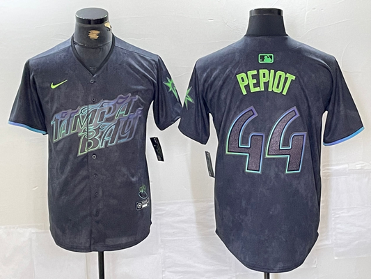 Men's Tampa Bay Rays Ryan Pepiot #44 Charcoal 2024 City Connect Limited Player jersey