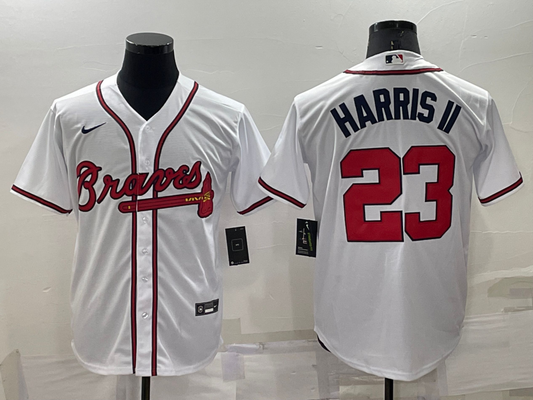Men's Atlanta Braves Michael Harris II #23 White Replica Baseball Jersey1