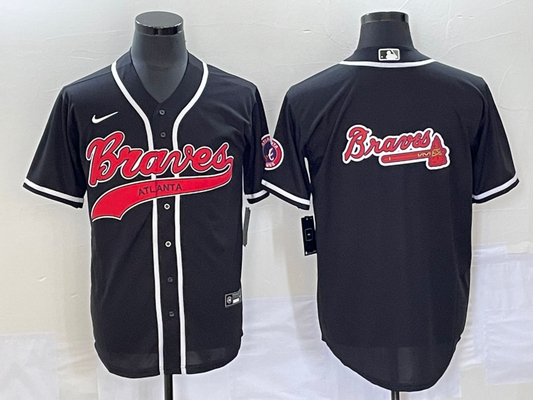 Men's Atlanta Braves Black Replica Team jersey Joint Edition