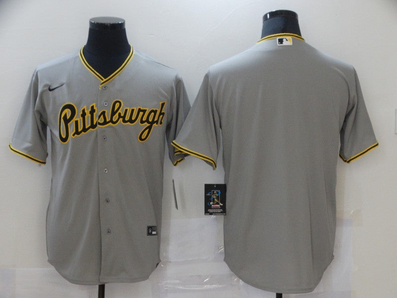 Men's Pittsburgh Pirates Gray Road Authentic Blank Jersey1