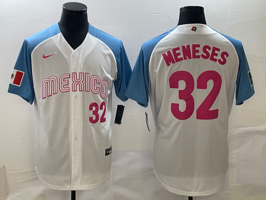 Men's 2023 World Baseball Classic #32 Joey Meneses Mexico White jersey