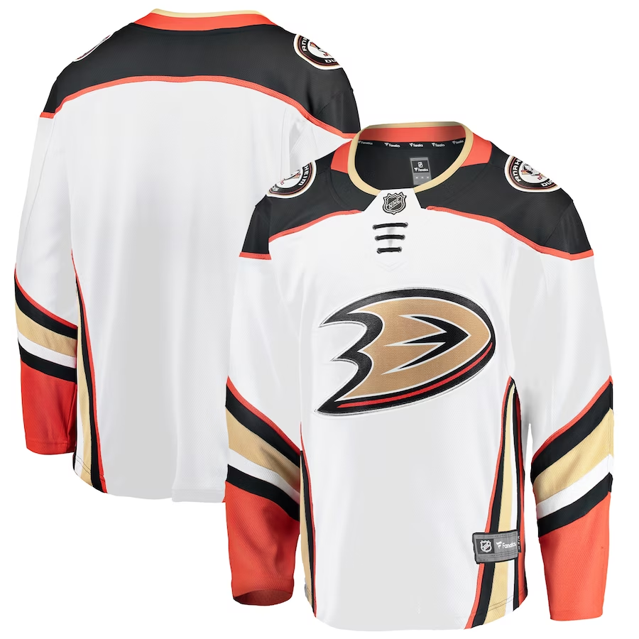 Men's Anaheim Ducks White Breakaway Away Blank Jersey1
