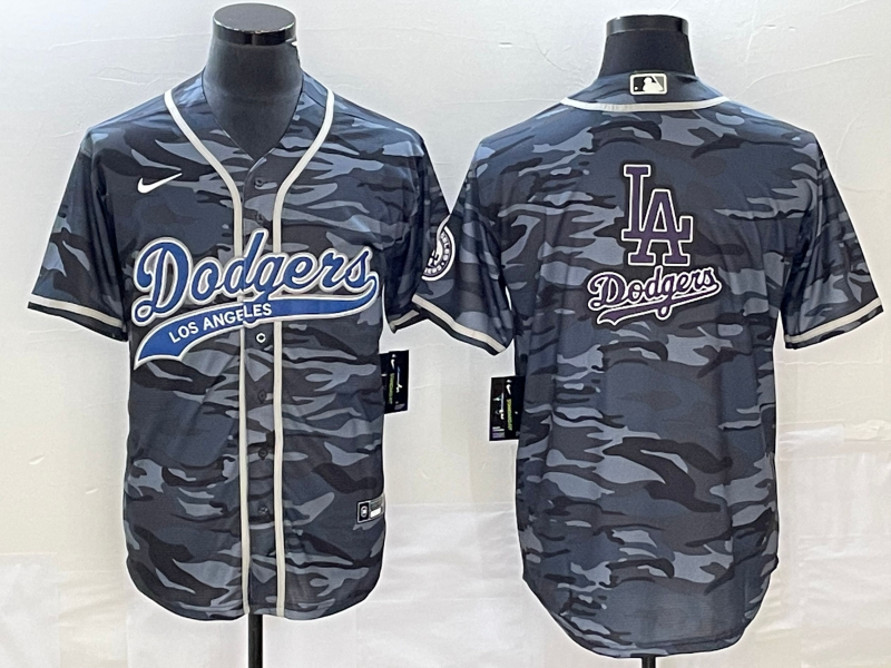 Men's Los Angeles Dodgers Grey Camouflage Team Jersey1 Joint Edition