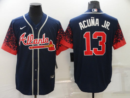 Men's Atlanta Braves Ronald Acuna Jr. #13 Navy Stitched Player Jersey1