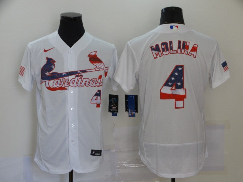 Men's St. Louis Cardinals Yadier Molina #4 White Stitched Jersey1