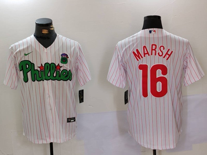 Men's Philadelphia Phillies Brandon Marsh #16 White Limited Player Jersey1