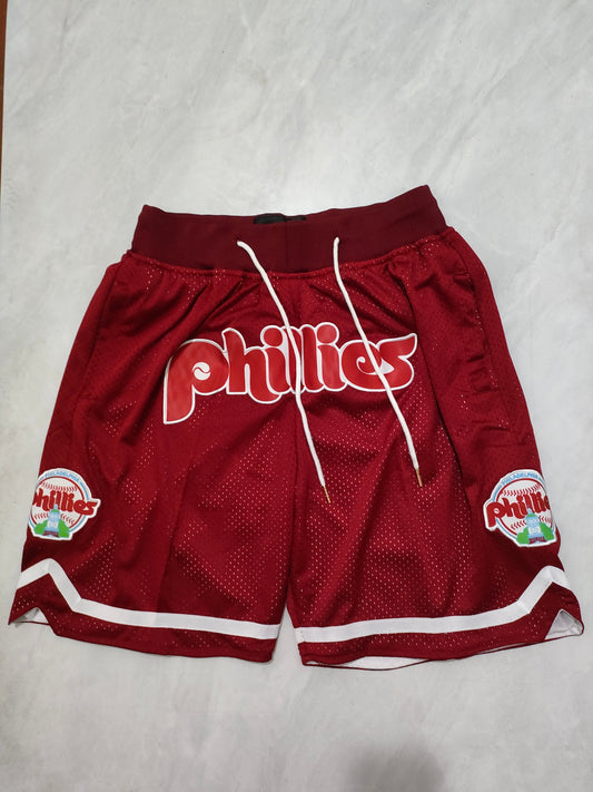 JUST DON Philadelphia Phillies Wine Red Pocket Shorts