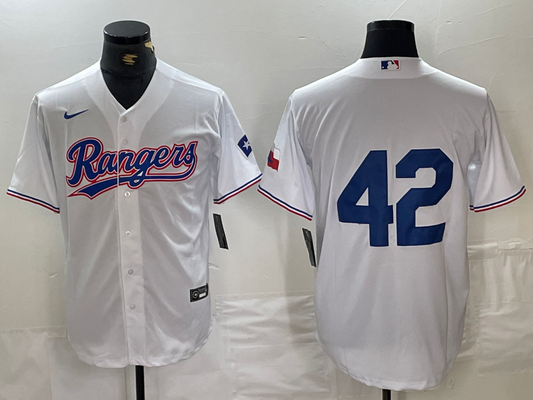 Men's Texas Rangers #42 White 2024 Jackie Robinson Day Home Limited jersey