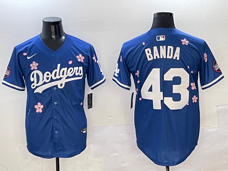 Men's Los Angeles Dodgers Anthony Banda #43 Royal Game Jersey1