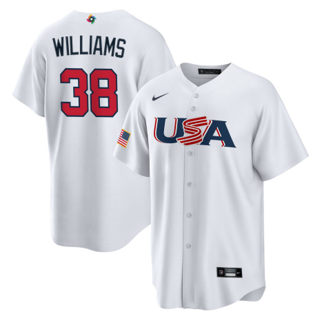 Men's 2023 World Baseball Classic #38 Devin Williams USA White jersey
