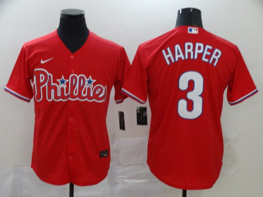 Men's Philadelphia Phillies #3 Bryce Harper Majestic Red Jersey1