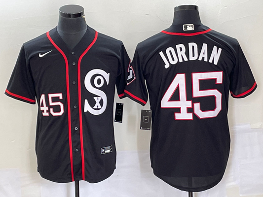 Men's Chicago White Sox Michael Jordan #45 Black Authentic Game Jersey1