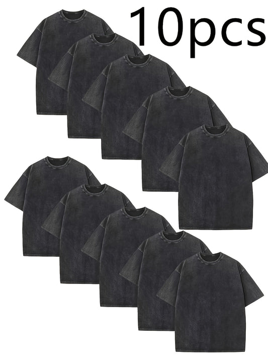 10pcs Men's Retro Casual T-Shirts