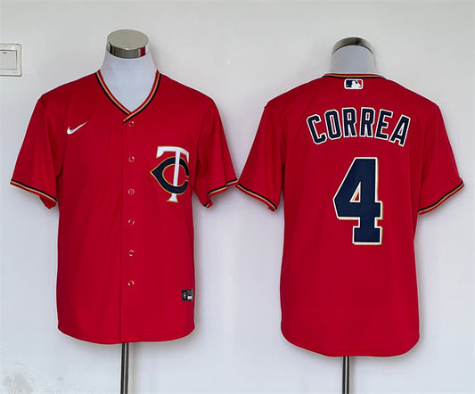 Men's Minnesota Twins Carlos Correa #4 Red Replica Player Jersey1