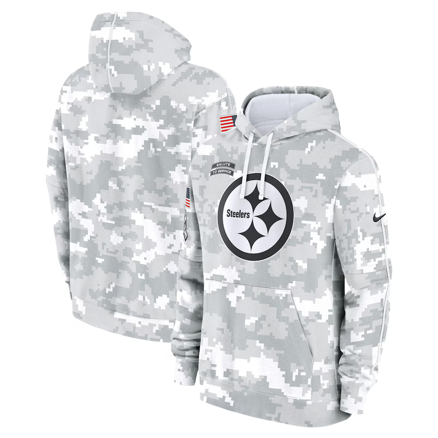 Men's Pittsburgh Steelers Arctic Camo 2024 Salute to Service Club Fleece Pullover Hoodie1