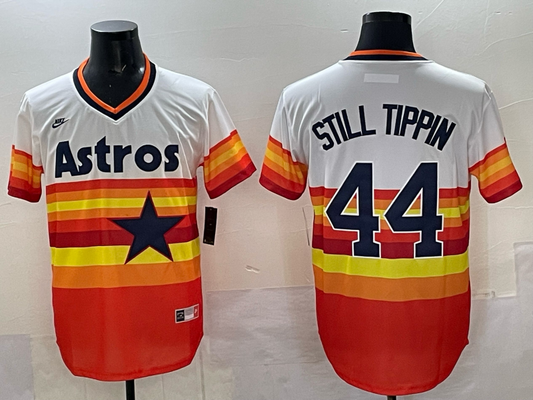Men's Houston Astros Still Tippin #44 White Home Cooperstown Collection Player Jersey