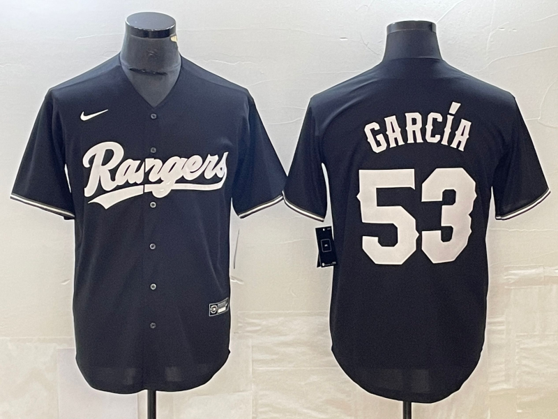 Men's Texas Rangers Adolis Garcia #53 Black Replica Player Jersey1