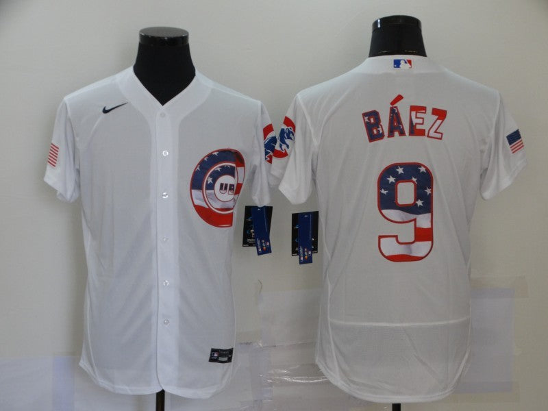 Men's Chicago Cubs Javier Baez #9 White Fashion Stitched Jersey1