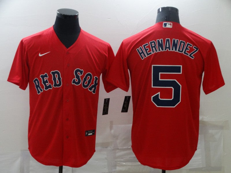 Men's Boston Red Sox Enrique Hernandez #5 Red Replica Baseball Jersey1