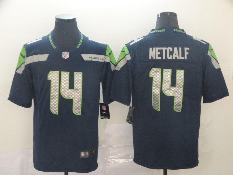 Men's Seattle Seahawks DK Metcalf #14 Navy Game Jersey1