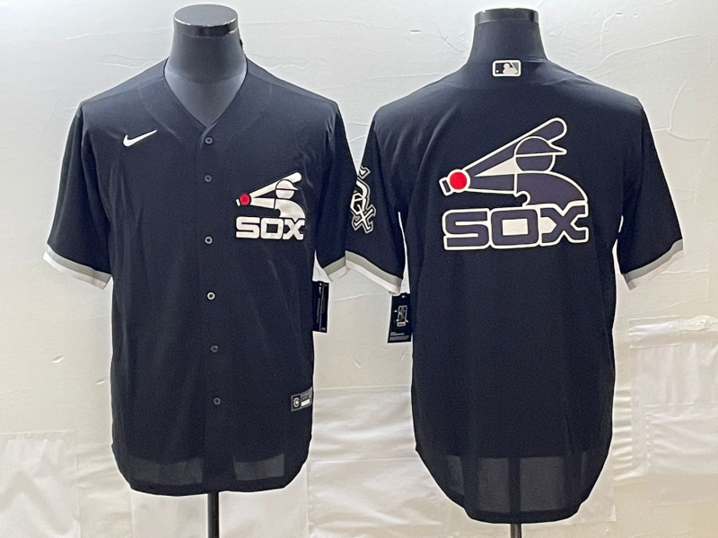Men's Chicago White Sox Black Replica Player Jersey1