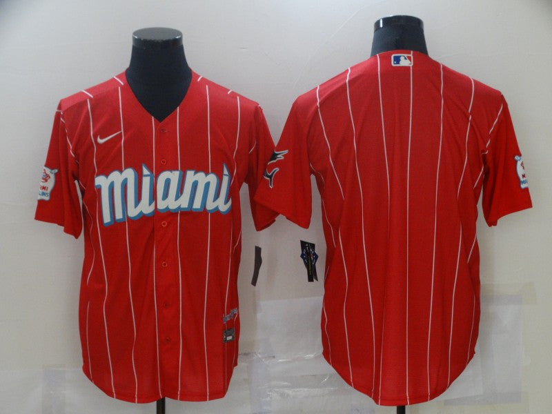 Men's Miami Marlins Red City Connect Replica Blank Jersey1