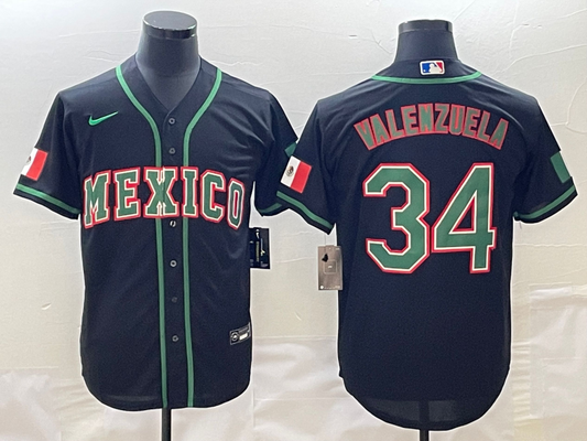 Men's 2023 World Baseball Classic #34 Fernando Valenzuela Mexico Black jersey