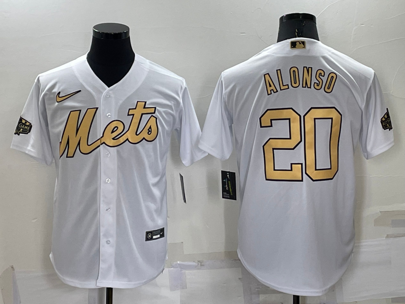 Men's New York Mets Pete Alonso #20 White Stitched Jersey1