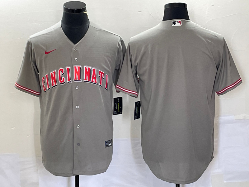 Men's Cincinnati Reds Gray Replica Blank Jersey1