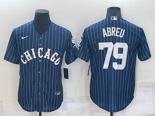 Men's Chicago White Sox Jose Abreu #79 Blue Replica Baseball Jersey1