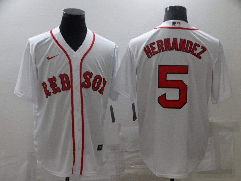 Men's Boston Red Sox Enrique Hernandez #5 White Replica Baseball Jersey1