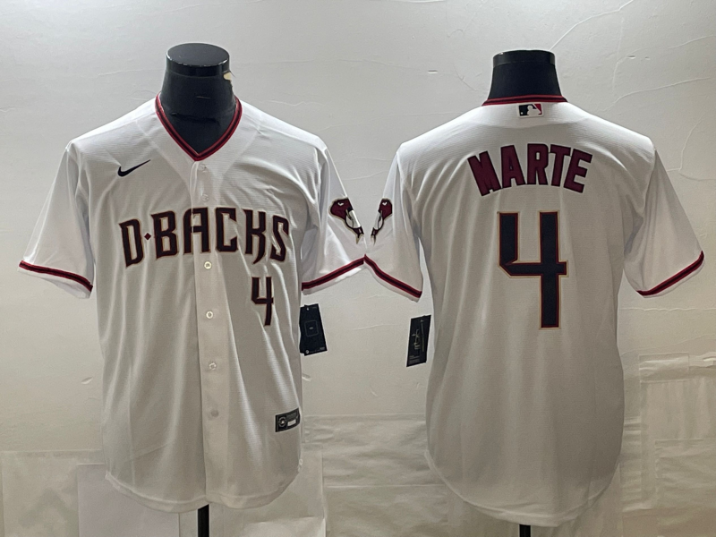 Men's Arizona Diamondbacks Ketel Marte #4 White Home Replica Player Jersey1