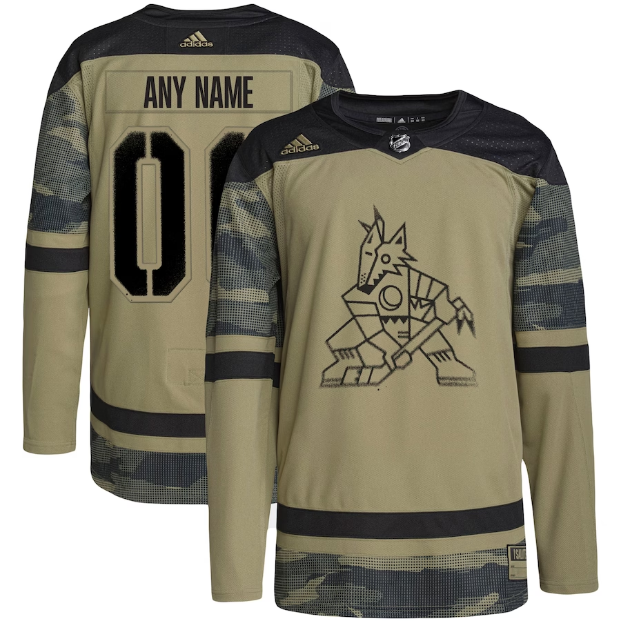 Men's Arizona Coyotes Camo Military Appreciation Team Authentic Custom Practice Jersey1