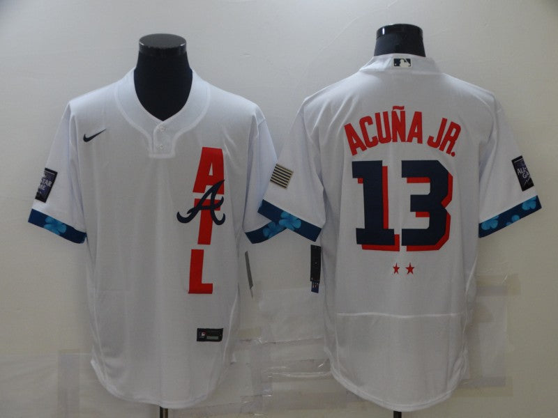 Men's Atlanta Braves Ronald Acuna Jr. #13 White ALL STAR Replica Jersey1