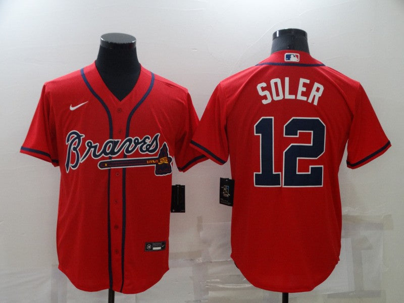 Men's Atlanta Braves Jorge Soler #12 Red Replica Player Jersey1