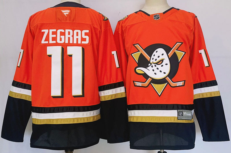 Men's Anaheim Ducks Trevor Zegras #11 Orange Game Jersey1