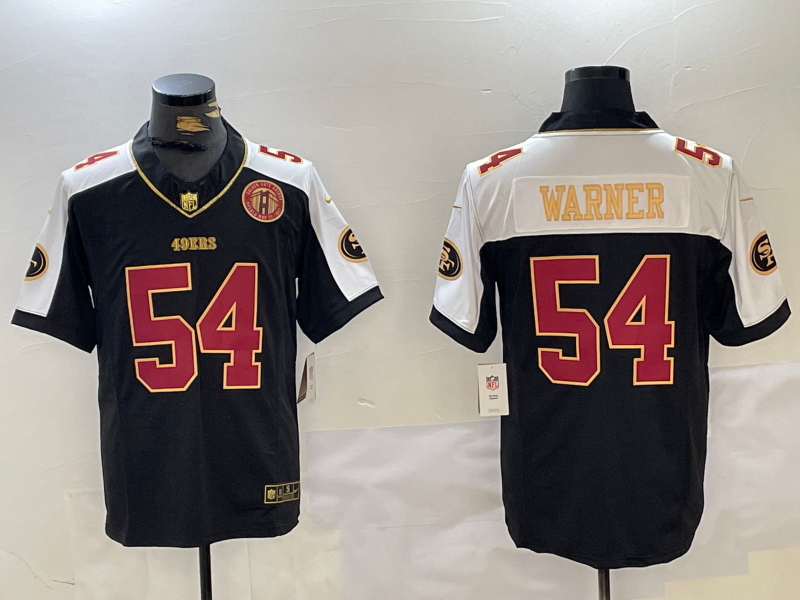 Men's San Francisco 49ers Fred Warner #54 Black Game Team Jersey1