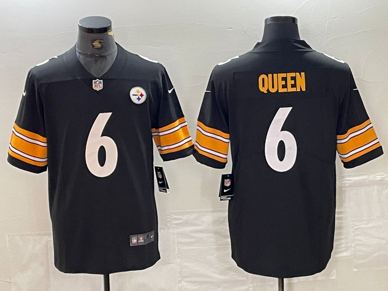 Men's Pittsburgh Steelers Patrick Queen #6 Black Game Jersey1