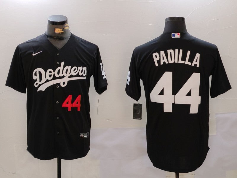 Men's Los Angeles Dodgers Vicente Padilla #44 Black Replica Player Jersey1