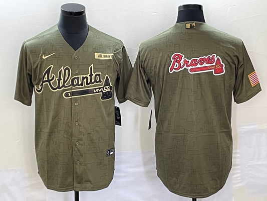 Men's Atlanta Braves Olive Salute To Service Limited Jersey1