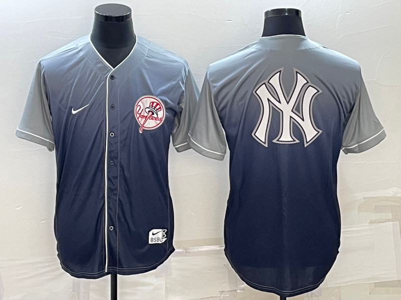 Men's New York Yankees Grey Gradient Replica Player Jersey1