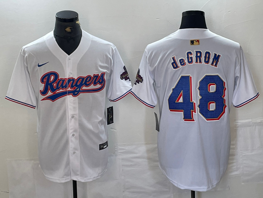 Men's Texas Rangers Jacob deGrom #48 White 2024 Gold Collection Limited Player Jersey1