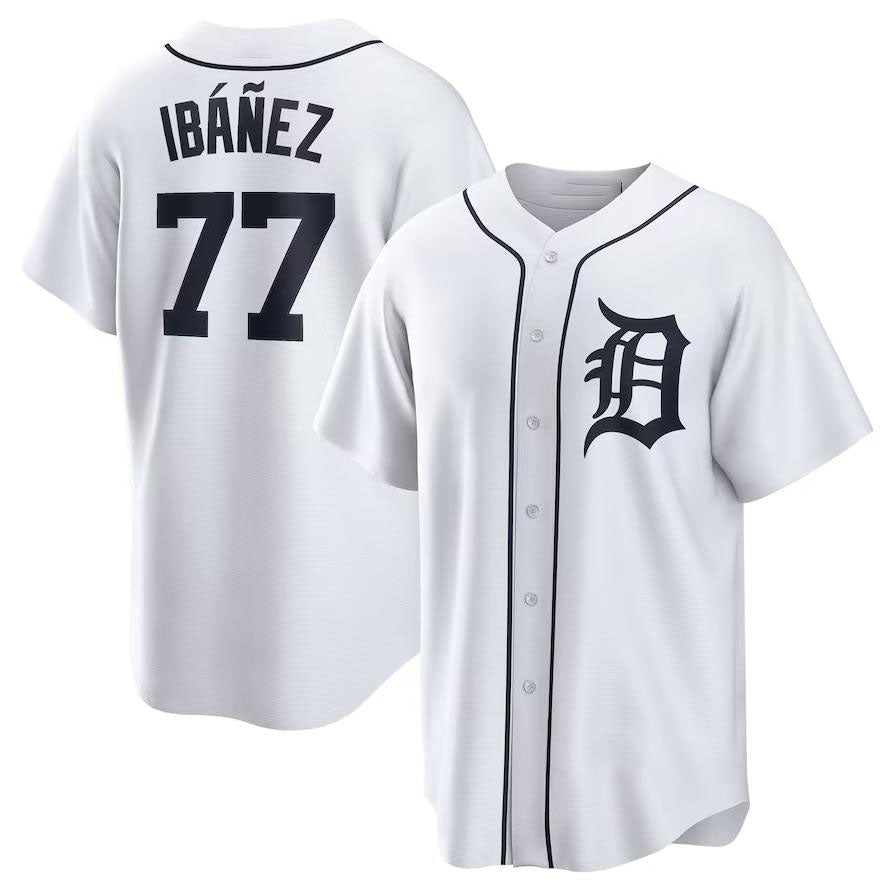Detroit Tigers #77 Andy Ibá?ez White Home Replica Player Name Jersey Baseball Jerseys