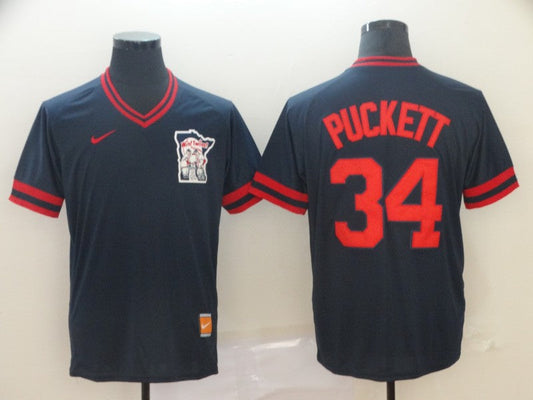 Men's Minnesota Twins Kirby Puckett #34 Navy Replica Baseball jersey