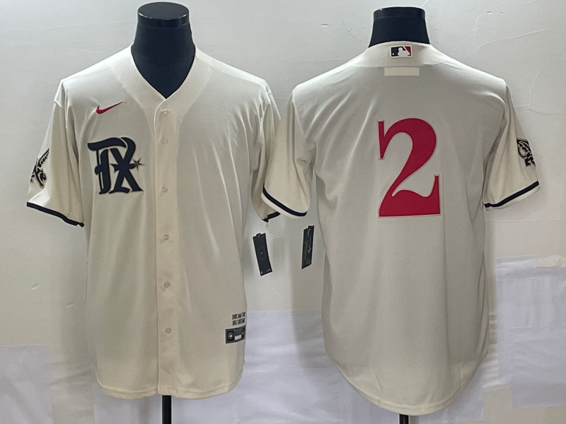 Men's Texas Rangers Marcus Semien #2 Cream 2023 City Connect Replica Player jersey